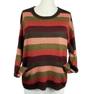 Madewell Women's Striped Sweater M Long Sleeve Pockets Alpaca‎ Acrylic Blend